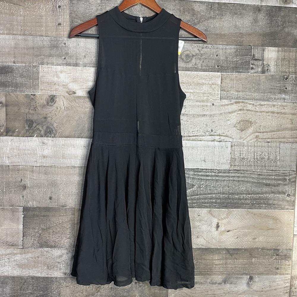 Material Girl Dress Size M Sleeveless Black Sheer Mesh Inserts Party‎ LBD New